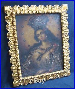 ANTIQUE COLONIAL RELIGIOUS OIL PAINTING 19thC