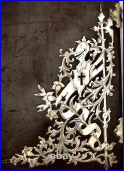 ANTIQUE'EUCOLOGIO ROMANO' BOOK (Spanish) SILVER CRUSADER ORNAMENT, GILDED EDGES