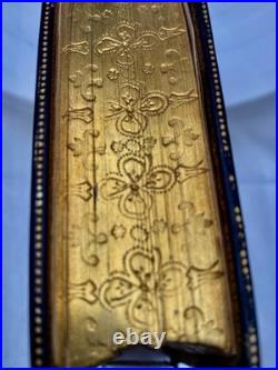 ANTIQUE'EUCOLOGIO ROMANO' BOOK (Spanish) SILVER CRUSADER ORNAMENT, GILDED EDGES