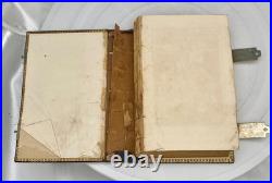 ANTIQUE'EUCOLOGIO ROMANO' BOOK (Spanish) SILVER CRUSADER ORNAMENT, GILDED EDGES