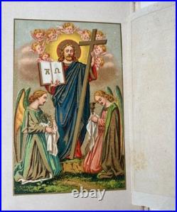 ANTIQUE'EUCOLOGIO ROMANO' BOOK (Spanish) SILVER CRUSADER ORNAMENT, GILDED EDGES