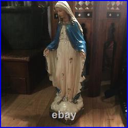 ANTIQUE FRENCH RELIGIOUS STATUE VIRGIN MARY Plaster Figure Bust 42cm