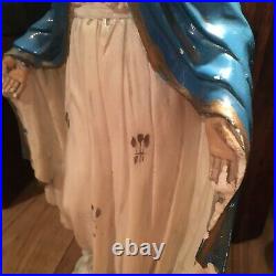 ANTIQUE FRENCH RELIGIOUS STATUE VIRGIN MARY Plaster Figure Bust 42cm