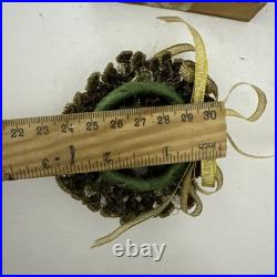 ANTIQUE German RELIGIOUS CONVENT WORK METALLIC EMBROIDERY RELIQUARY MINIATURE'S