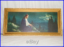 ANTIQUE LIGHTED 40's CHRIST ON THE MOUNT of OLIVES by GIOVANNI RELIGIOUS ART