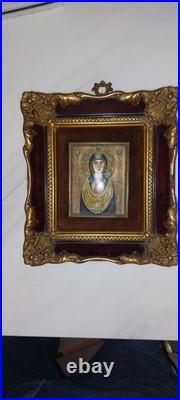 ANTIQUE RELIGIOUS PAINTING. 19th century ICON ON WOOD. PEINTURE RELIGIEUSE ICONE