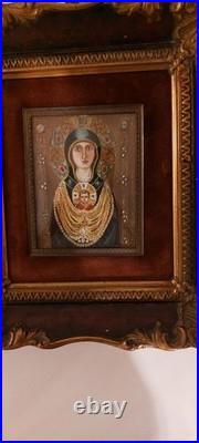 ANTIQUE RELIGIOUS PAINTING. 19th century ICON ON WOOD. PEINTURE RELIGIEUSE ICONE