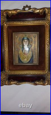 ANTIQUE RELIGIOUS PAINTING. 19th century ICON ON WOOD. PEINTURE RELIGIEUSE ICONE