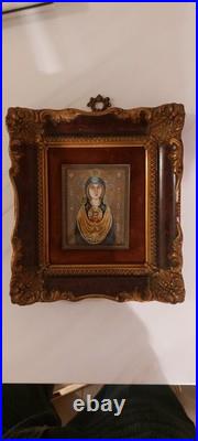 ANTIQUE RELIGIOUS PAINTING. 19th century ICON ON WOOD. PEINTURE RELIGIEUSE ICONE