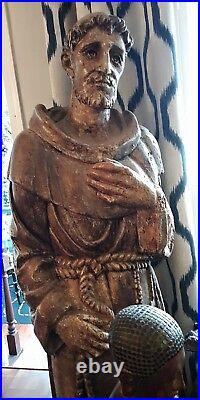ANTIQUE RELIGIOUS RESTORED LIFE SIZE WOODEN SANTOS/STATUE WithGLASS EYES 72H