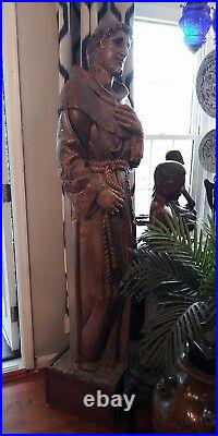ANTIQUE RELIGIOUS RESTORED LIFE SIZE WOODEN SANTOS/STATUE WithGLASS EYES 72H