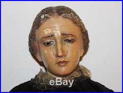 ANTIQUE RELIGIOUS SCULPTURE Our Lady of Sorrows WOOD CARVED 19TH CENTURY