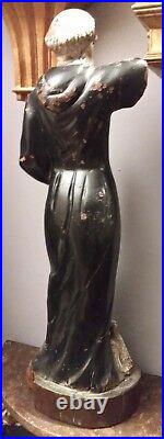 ANTIQUE RELIGIOUS WOODEN SANTOS/STATUE IN POLY CHROME WithGLASS EYES 18H 3 LBS