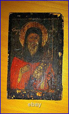 ANTIQUE STYLIAN of PAPHLAGONIA GREEK RELIGIOUS HANDPAINTED WOODEN ICON