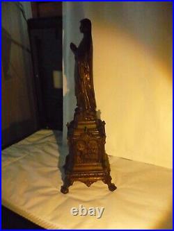 ANTIQUE VINTAGE RELIGIOUS metal STATUE our lady of lourdes