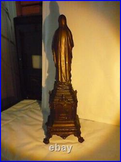 ANTIQUE VINTAGE RELIGIOUS metal STATUE our lady of lourdes