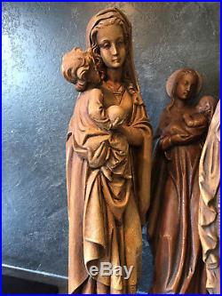 ANTIQUE set of 5 French vintage Religious statue Mary Madonna & Child
