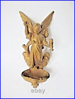 ANTIQUE vintage GOTHIC ANGEL religious HOLY WATER font JESUS CHRIST ornate OLD
