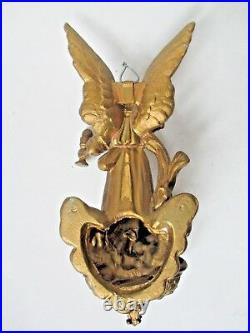 ANTIQUE vintage GOTHIC ANGEL religious HOLY WATER font JESUS CHRIST ornate OLD