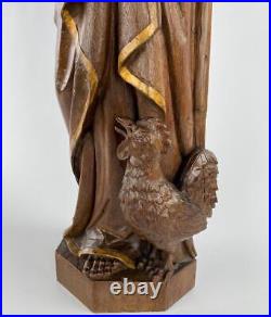 ARRIVES MAR 2024 36 Religious Antique Oak Wood Angel Statue/Sculpture St Peter