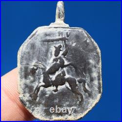 AWESOME 1600s GUARDIAN ANGEL RELIGIOUS MEDAL ANTIQUE JAMES THE MOOR SLAYER CHARM