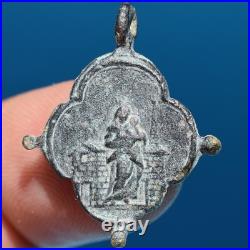 AWESOME 1600s LORETO VIRGIN MEDAL OLD ITALIAN 17th CENTURY IHS JESUIT MEDALLION