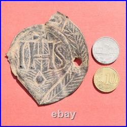 AWESOME 1600s SOCIETY OF JESUS MEDAL PLAQUE OLD 16th CENT IHS JESUIT MEDALLION
