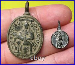 AWESOME LOT 5 ANTIQUE RELIGIOUS SPANISH MEDIEVAL MEDAL FOUND 16-17Th. C