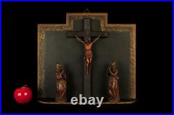 Amazing Diorama Antique, Folk Art Religious circa 1880 Christ Cross