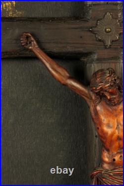 Amazing Diorama Antique, Folk Art Religious circa 1880 Christ Cross