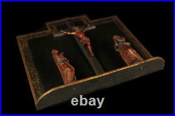 Amazing Diorama Antique, Folk Art Religious circa 1880 Christ Cross