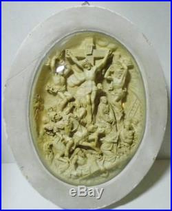 Amazing Intricately Carved Antique Meerschaum Plaque The Crucifixion Religious