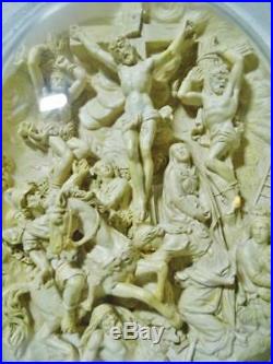 Amazing Intricately Carved Antique Meerschaum Plaque The Crucifixion Religious