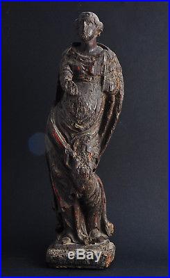 Ancienne statue sculpture Vierge bois XVII Haute Epoque Antique religious virgin
