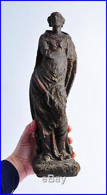 Ancienne statue sculpture Vierge bois XVII Haute Epoque Antique religious virgin