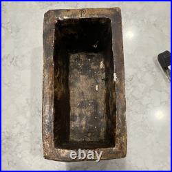 Ancient Antique Carved Stone Religious Relief Box. Notice the P with the halo