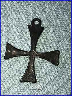 Ancient Bronze 15th/16th Century Religious Cross. Knights Templar Cord Pendant