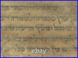 Ancient Torah Scroll Fragment 250y Genesis Creation Kabbalah Manuscript Germany