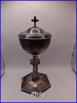 Antiq Uniq Religious Ciborium Silver Plated, 2121 Silver Purity Hallmark, Decortd