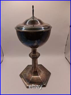 Antiq Uniq Religious Ciborium Silver Plated, 2121 Silver Purity Hallmark, Decortd