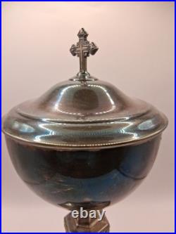 Antiq Uniq Religious Ciborium Silver Plated, 2121 Silver Purity Hallmark, Decortd
