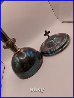 Antiq Uniq Religious Ciborium Silver Plated, 2121 Silver Purity Hallmark, Decortd