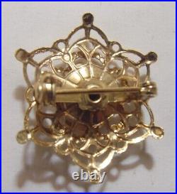 Antiqu Catholic Saint Mary Gold tone metal religious star David pin brooch 52914