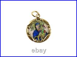 Antique 10K Gold Catholic Religious Charm, Porcelain, 19th Century, 1 Gram