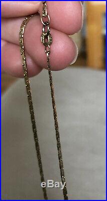 Antique 14 K Yellow Gold Chain 19 Necklace Virgin Mary Jesus Medallion 6.5 G