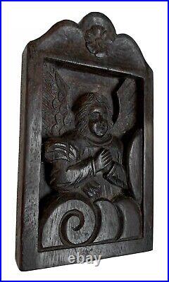 Antique 16th Century Hand Carved Angel Cherub Wood Wall Panel Plaque Religious