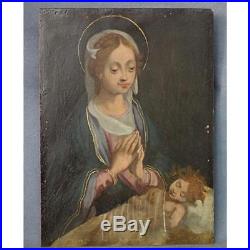 Antique 17 Century Painting Virgin with Christ Old Master