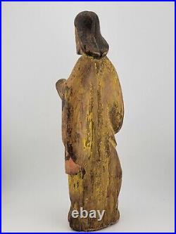 Antique 1700's carved wood polychromed religious Santos Jesus sculpture statue