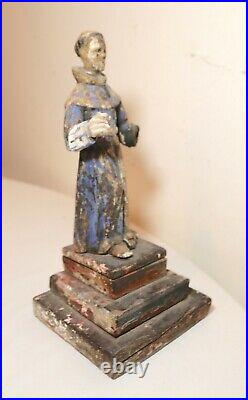Antique 1700's carved wood polychromed religious Santos saint sculpture statue/