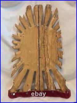 Antique 1700s Wood Polychrome Religious Architectural Fragment Church EYE OF GOD